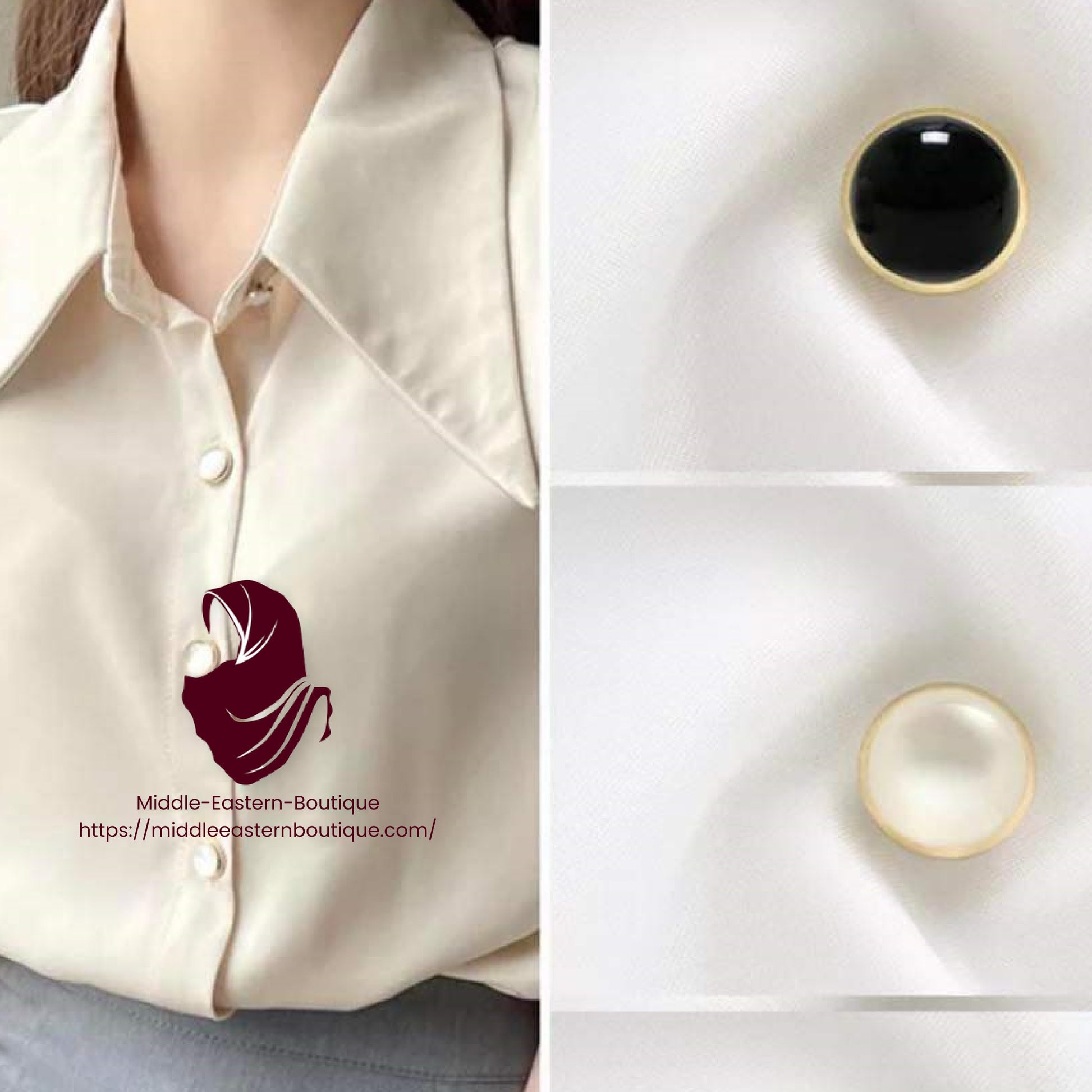 Magnatic Pins for Hijab , Gold/Silver Metallic with black/White Pearl Middle Eastern Boutique