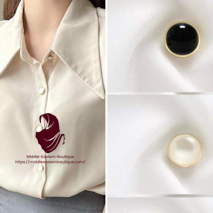 Magnatic Pins for Hijab , Gold/Silver Metallic with black/White Pearl Middle Eastern Boutique
