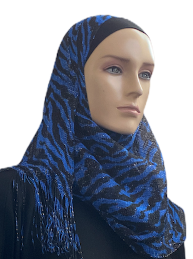 Zebra with Shiny Accent Shawl Middle Eastern Boutique