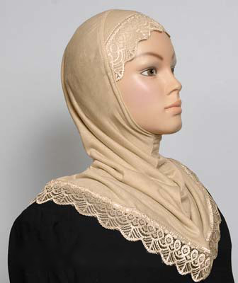 Children's 1-Piece Cotton Hijab with Lace Middle Eastern Boutique