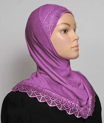 Children's 1-Piece Cotton Hijab with Lace Middle Eastern Boutique