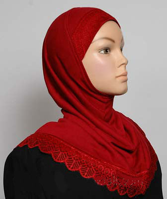 Children's 1-Piece Cotton Hijab with Lace Middle Eastern Boutique