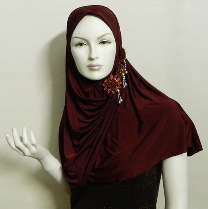 1-Piece Large Aya Amira Hijab with flowers Middle Eastern Boutique