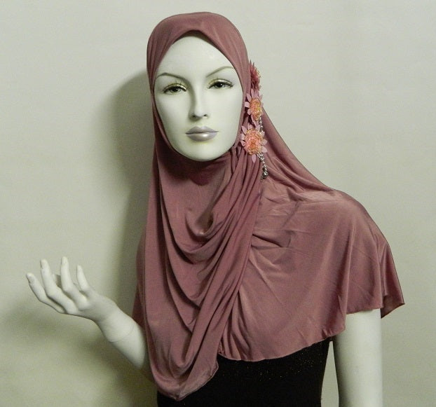 1-Piece Large Aya Amira Hijab with flowers Middle Eastern Boutique