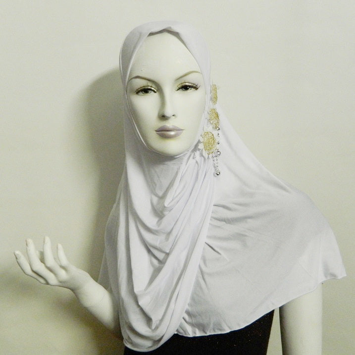 1-Piece Large Aya Amira Hijab with flowers Middle Eastern Boutique