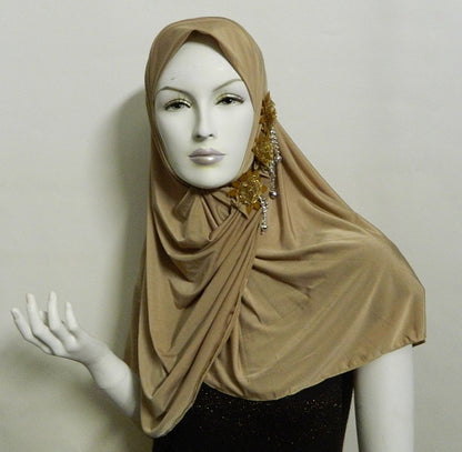 1-Piece Large Aya Amira Hijab with flowers Middle Eastern Boutique