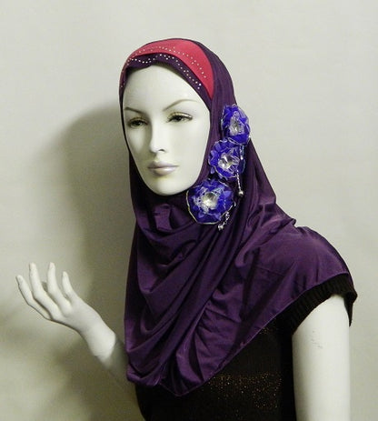 قطعة واحدة من حجاب أميرة بالورد وحجر الراين Middle Eastern Boutique