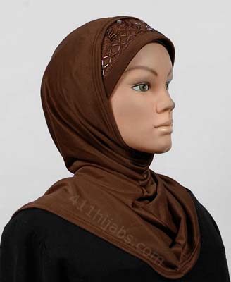 Two Piece Polyester Hijab with Beads Middle Eastern Boutique