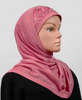 Two Piece Polyester Hijab with Beads Middle Eastern Boutique