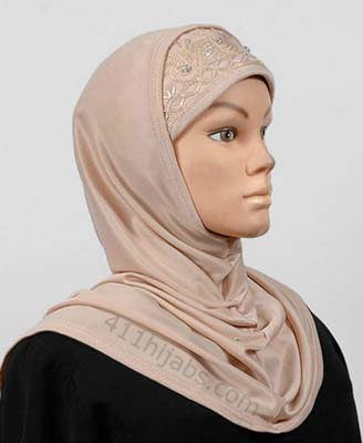 Two Piece Polyester Hijab with Beads Middle Eastern Boutique